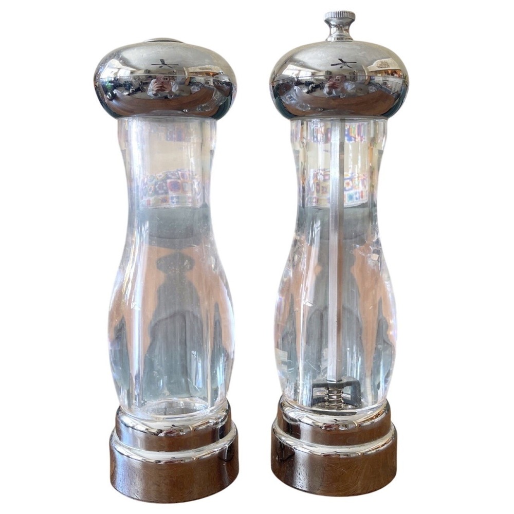 Olde Thompson Del Norte Peppermill and Salt Shaker Set Silver Mill 7.5" Lucite